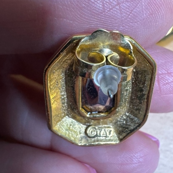 Gold and Lavender Crystal Earrings - Picture 2 of 2